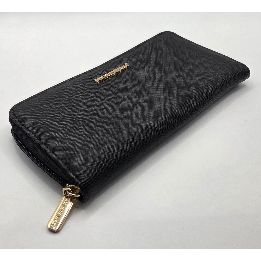 Montana West Black Saffiano Faux Leather Zip Around Continental Wallet